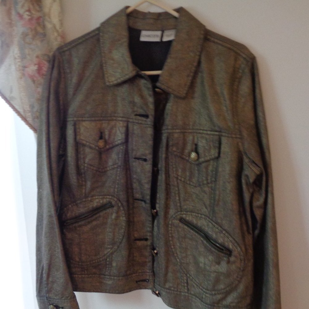 WOMAN'S CHICO'S 100% COTTON JACKET SIZE 1